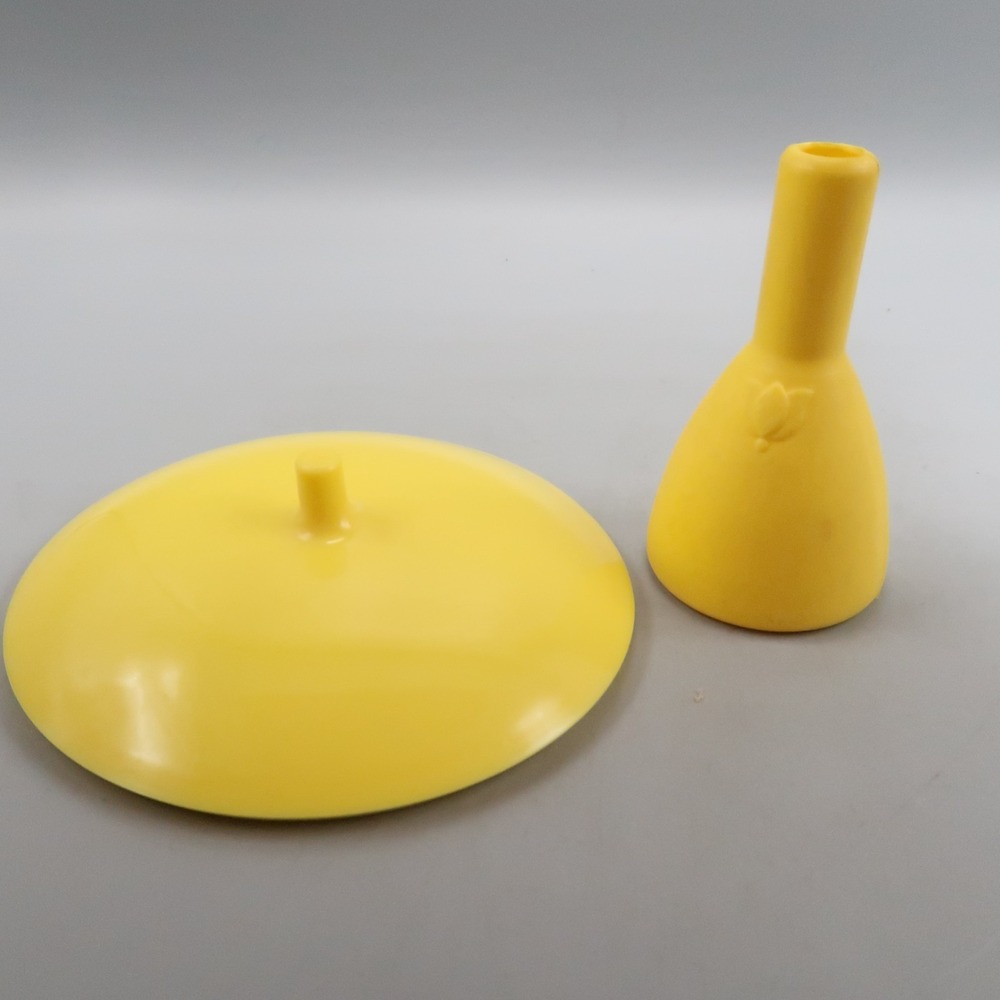 Vintage Little Tikes 1980's Yellow Replacement Lid 4.5 inch &‎ Vase Toy Kitchen